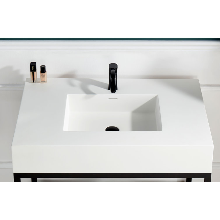 Ventura 36'' Matte Black and White Resin Console Sink