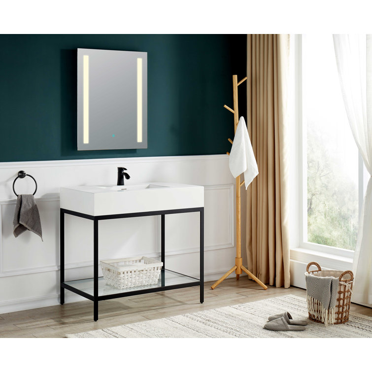 Ventura 36'' Matte Black and White Resin Console Sink