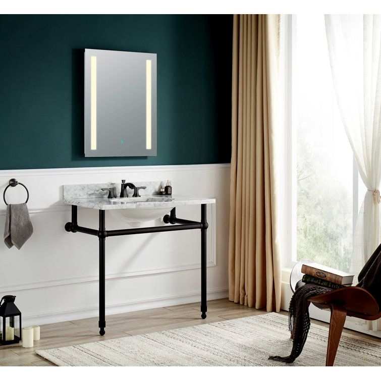 Matte Black Wall-Mount Console Sink with Stone Countertop