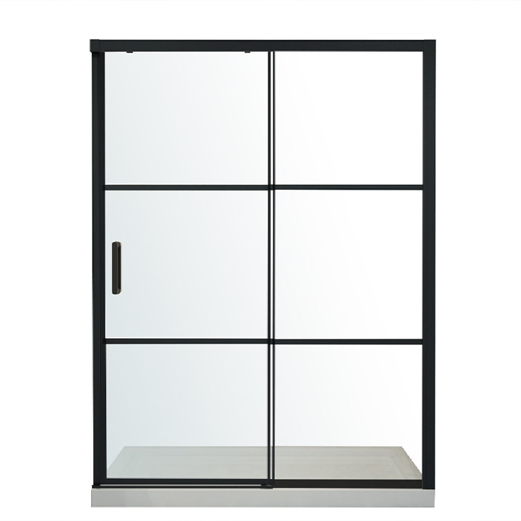 60'' Matte Black Framed Rectangular Sliding Shower Enclosure