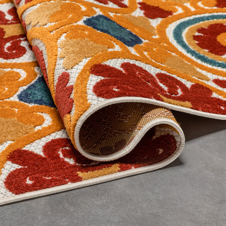 Dorado Red and Yellow Geometric 5' x 7' Outdoor Rug
