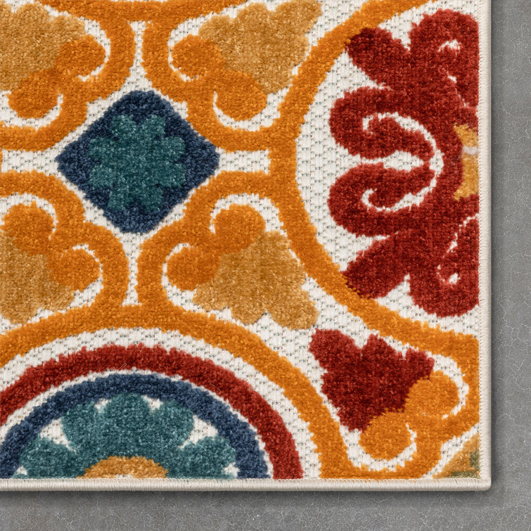 Dorado Red and Yellow Geometric 5' x 7' Outdoor Rug