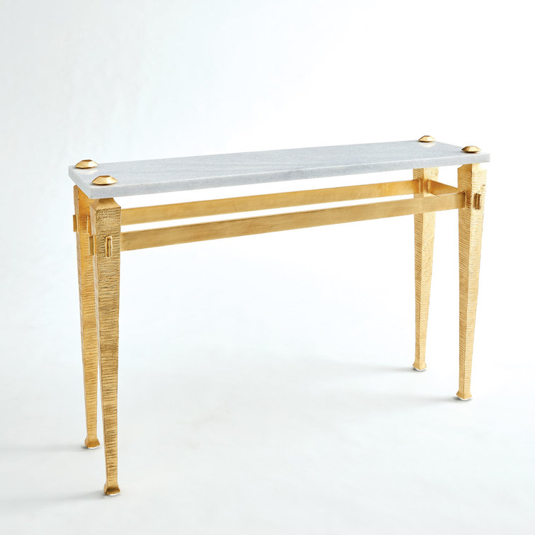 Chiseled Nickel-Plated Roman Console with Flamed Black Marble Top