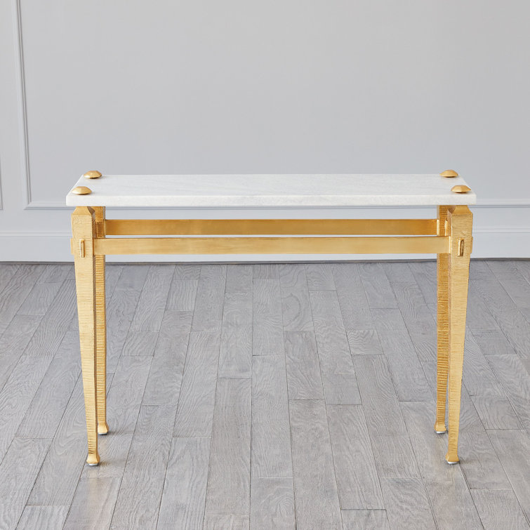 Chiseled Nickel-Plated Roman Console with Flamed Black Marble Top