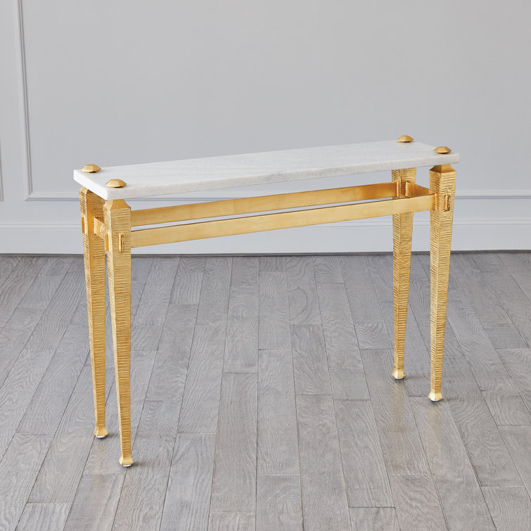 Chiseled Nickel-Plated Roman Console with Flamed Black Marble Top