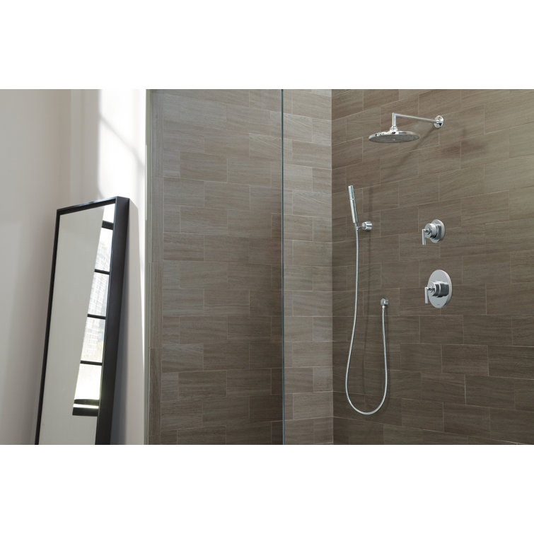 Chrome 10-Inch Wall Mounted Rain Shower Head with Lever Handle