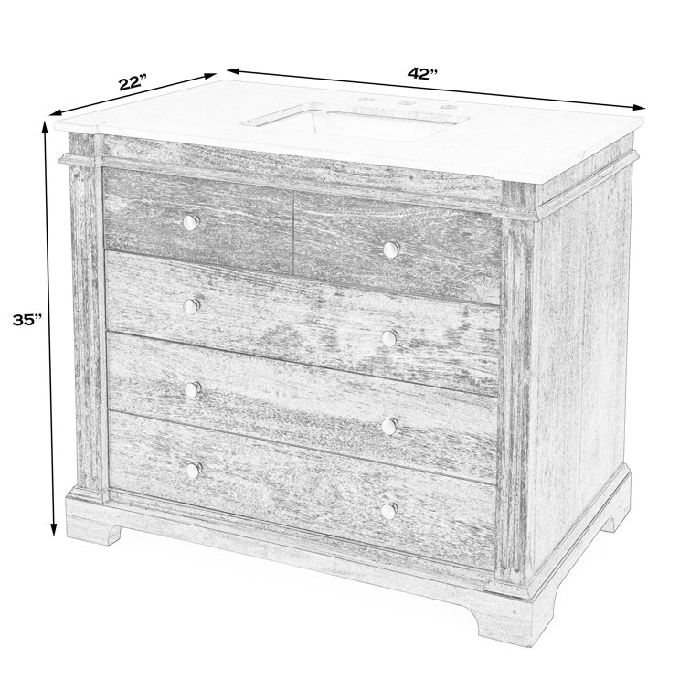 Rachelle Gray Acacia Wood Single Bathroom Vanity Set with Marble Top