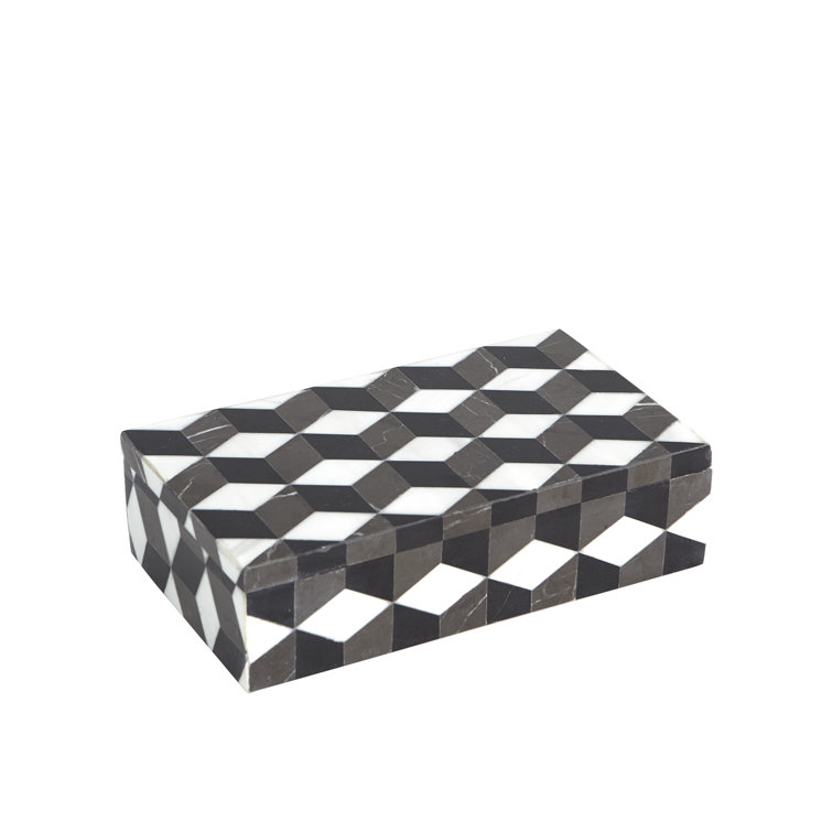 Escher Inspired 9'' Marble Veneer Rectangular Storage Box
