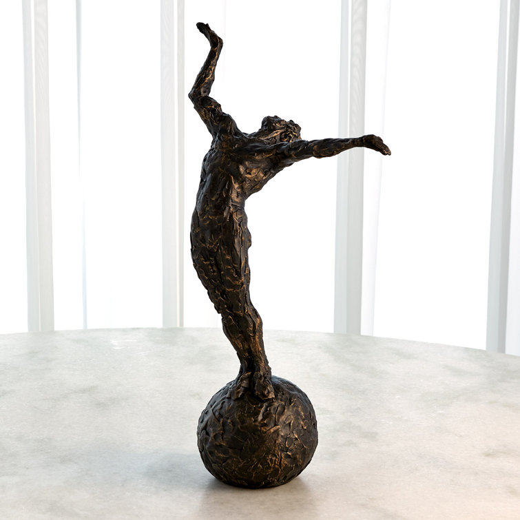 Bronze Cast Iron Sculpture with Gold Highlights
