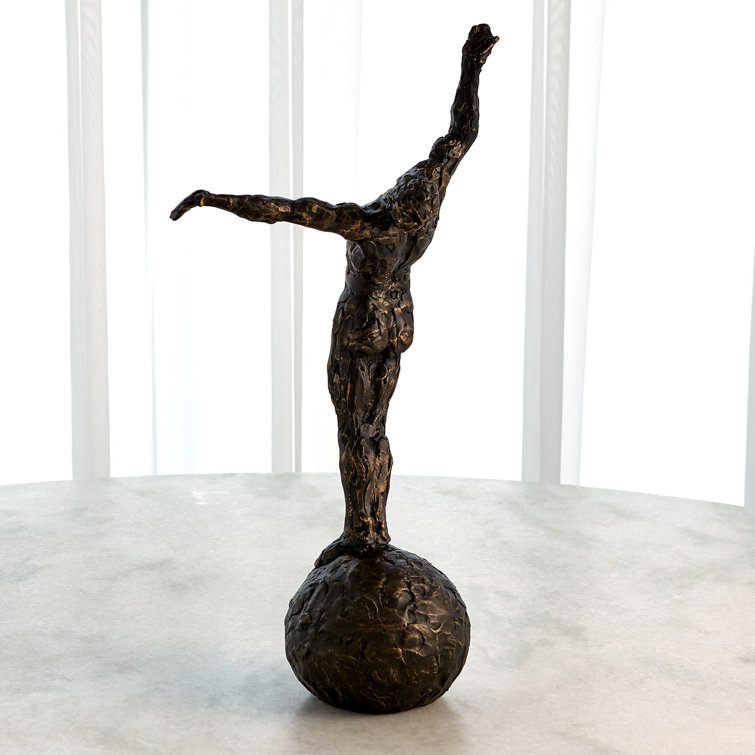 Bronze Cast Iron Sculpture with Gold Highlights
