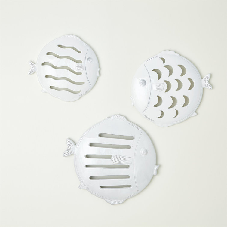 Matte White Ceramic Tropical Fish Wall Art
