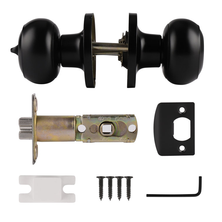 Black Stainless Steel Privacy Door Knobs Set of 6