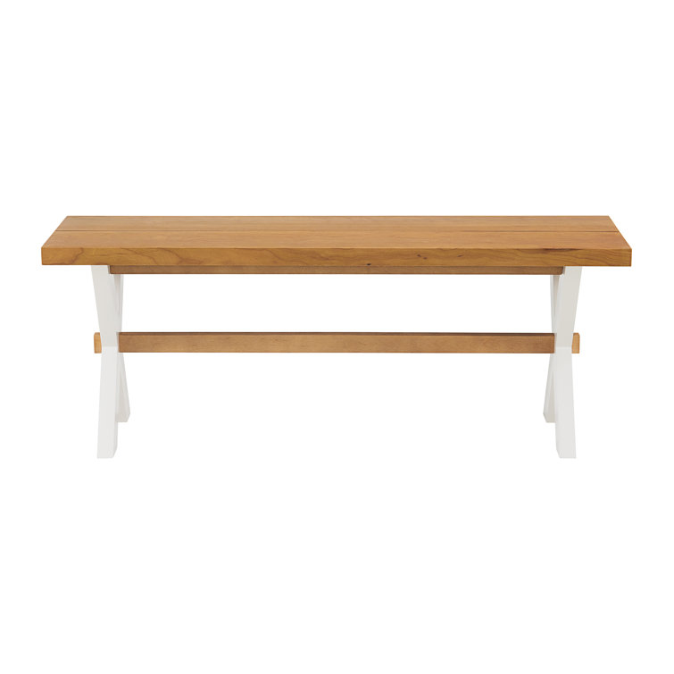 Chelsea 48" Warm Cherry and White Dining Bench with X-Leg Base