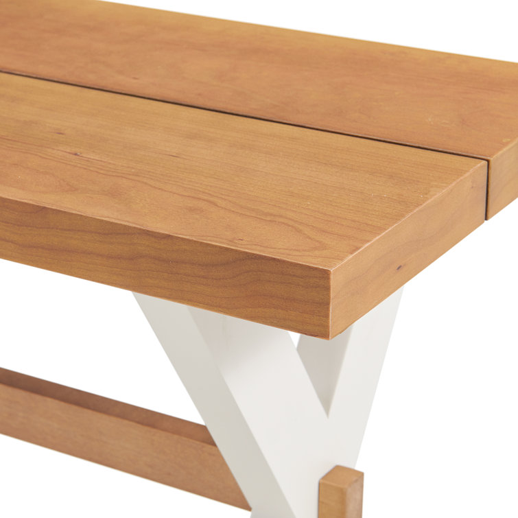 Chelsea 48" Warm Cherry and White Dining Bench with X-Leg Base