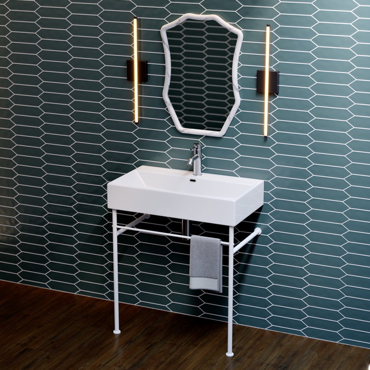 Claire 30" White Ceramic Wall-Mount Console Sink