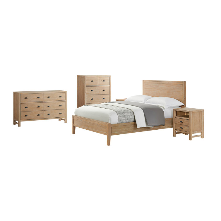 Arden Light Driftwood Pine Wood Queen Bedroom Set