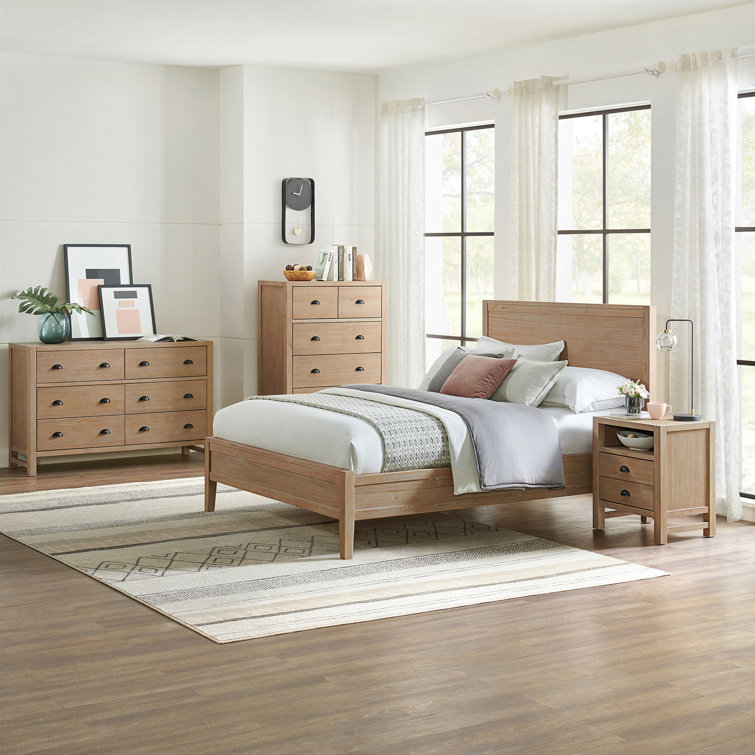 Arden Light Driftwood 4-Piece Pine Wood Bedroom Set