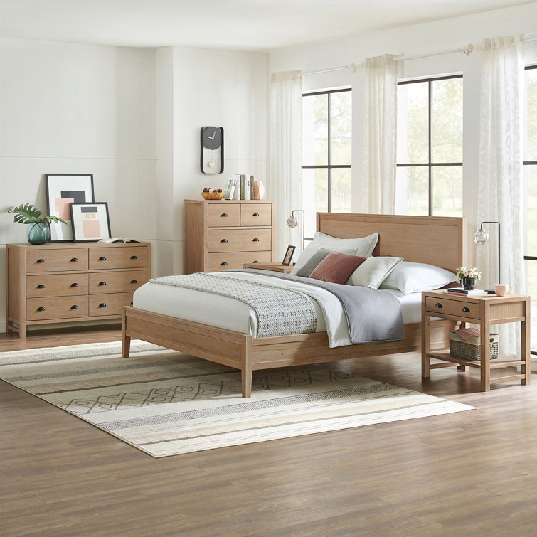 Arden Light Driftwood Solid Pine 5-Piece Bedroom Set with King Bed