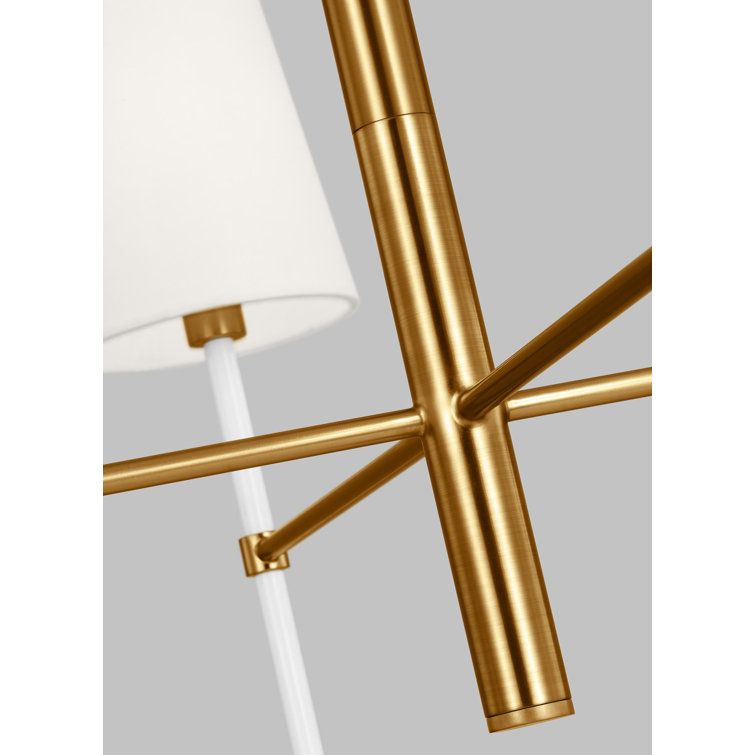 Monroe Burnished Brass 4-Light Chandelier with White Shades