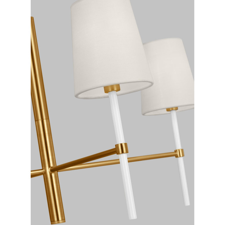 Monroe Burnished Brass 4-Light Chandelier with White Shades