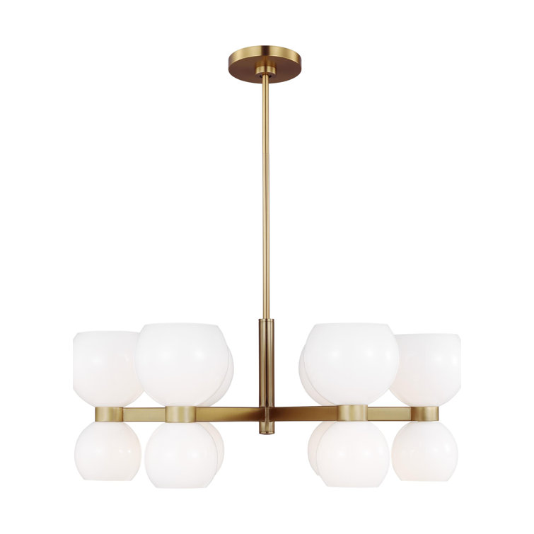 Londyn 12-Light Burnished Brass Chandelier with Milk White Glass Shades