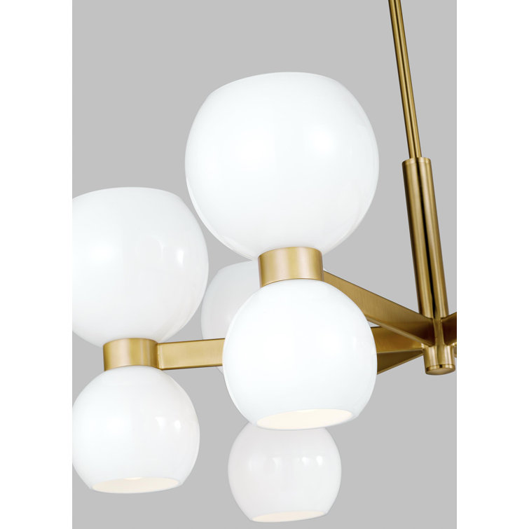 Londyn 12-Light Burnished Brass Chandelier with Milk White Glass Shades