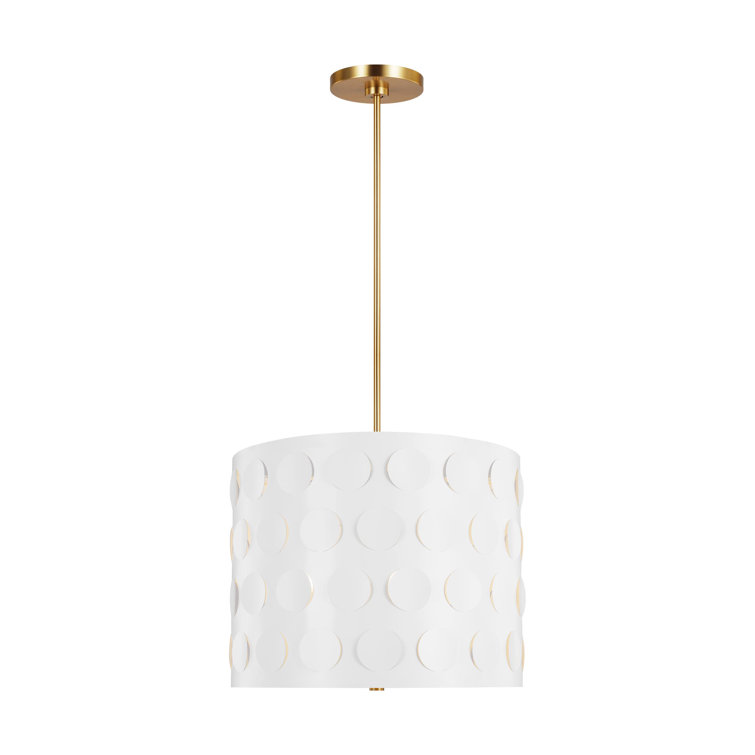 Dottie Burnished Brass Large Drum Chandelier with Perforated Pattern