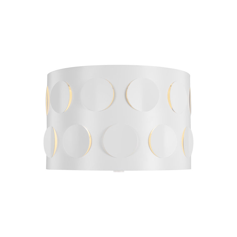 Dottie Matte White Polished Nickel Drum Flush Mount