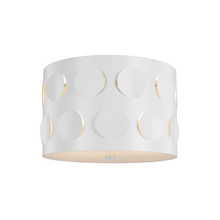 Dottie Matte White Polished Nickel Drum Flush Mount