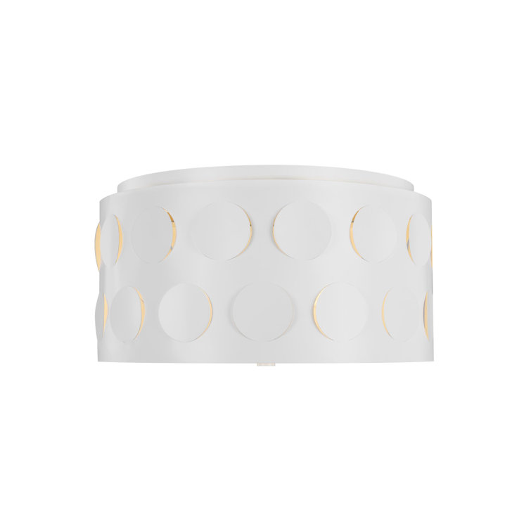 Dottie Matte White Polished Nickel Drum Flush Mount