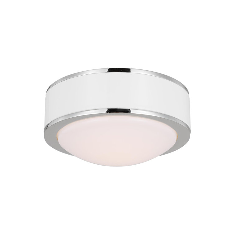 Monroe Polished Nickel LED Drum Flush Mount for Indoor/Outdoor
