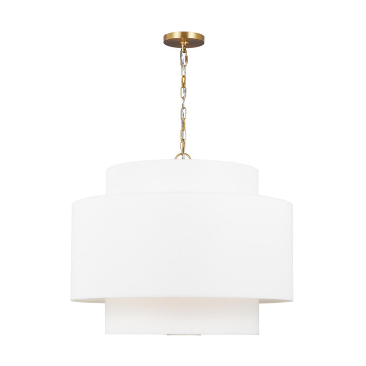 Burnished Brass Double-Tiered Drum Pendant Light