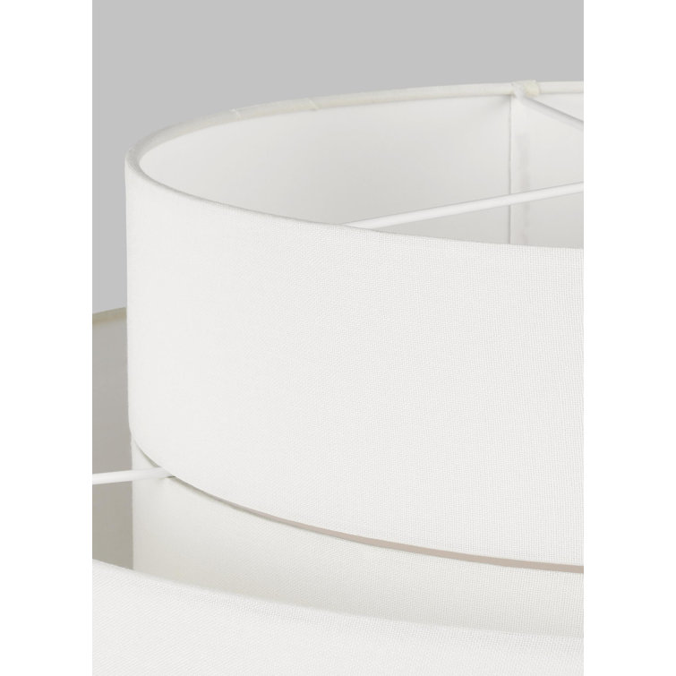 Burnished Brass 3-Light Drum Chandelier with White Shade
