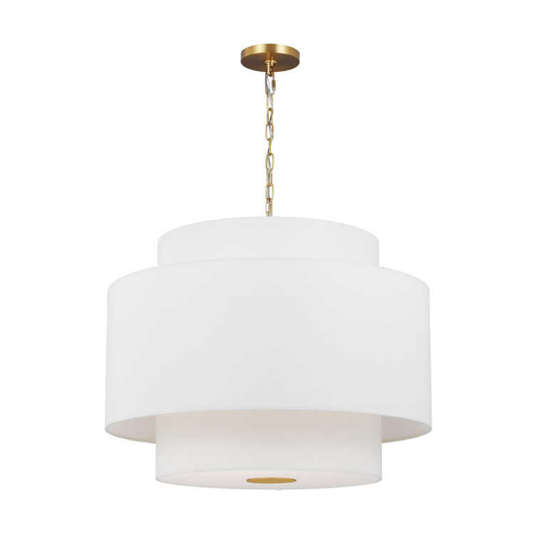 Burnished Brass Double-Tiered Drum Pendant Light