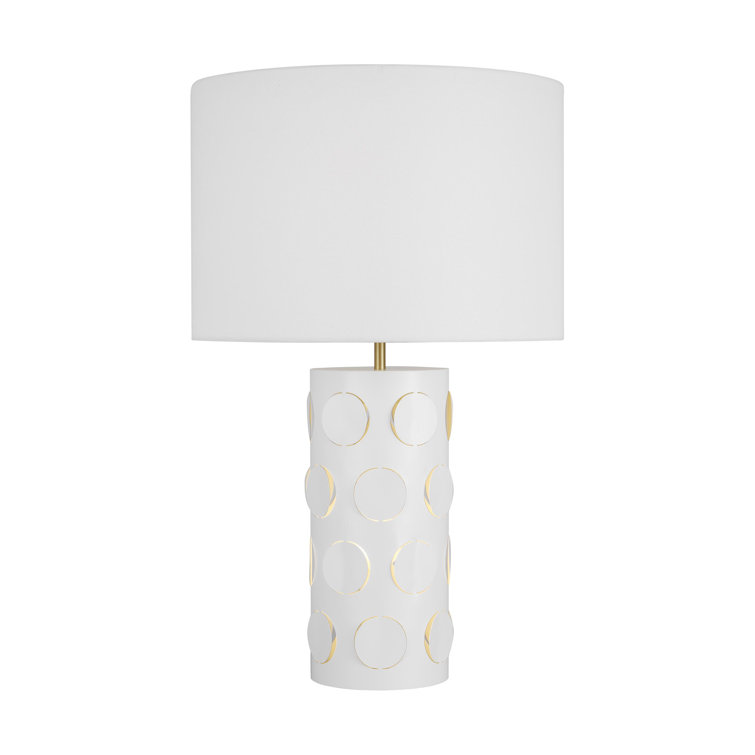 Dottie Burnished Brass 26.63" White Linen Shade Table Lamp