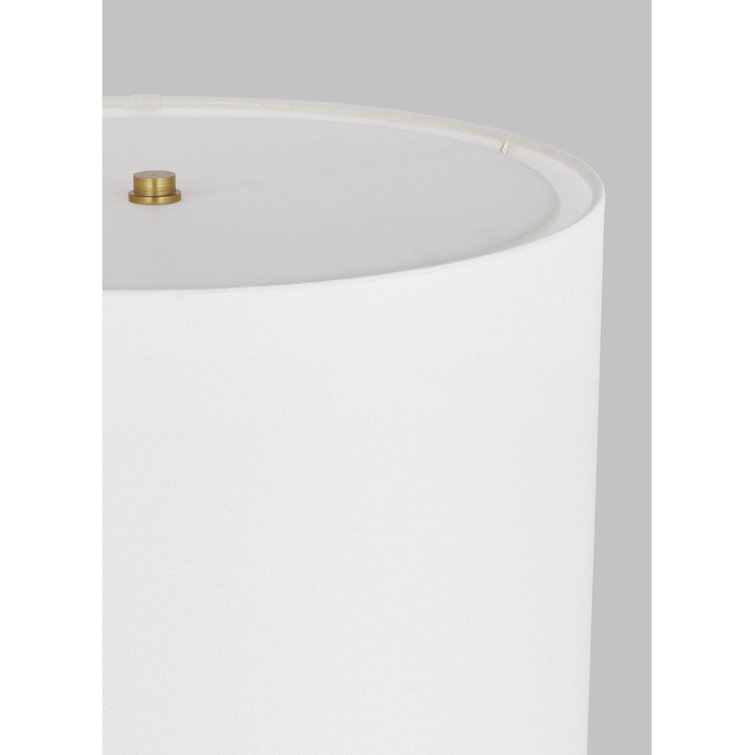 Dottie Burnished Brass 26.63" White Linen Shade Table Lamp