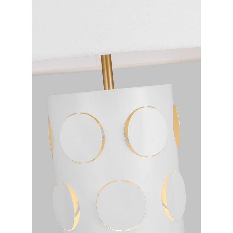 Dottie Burnished Brass 26.63" White Linen Shade Table Lamp