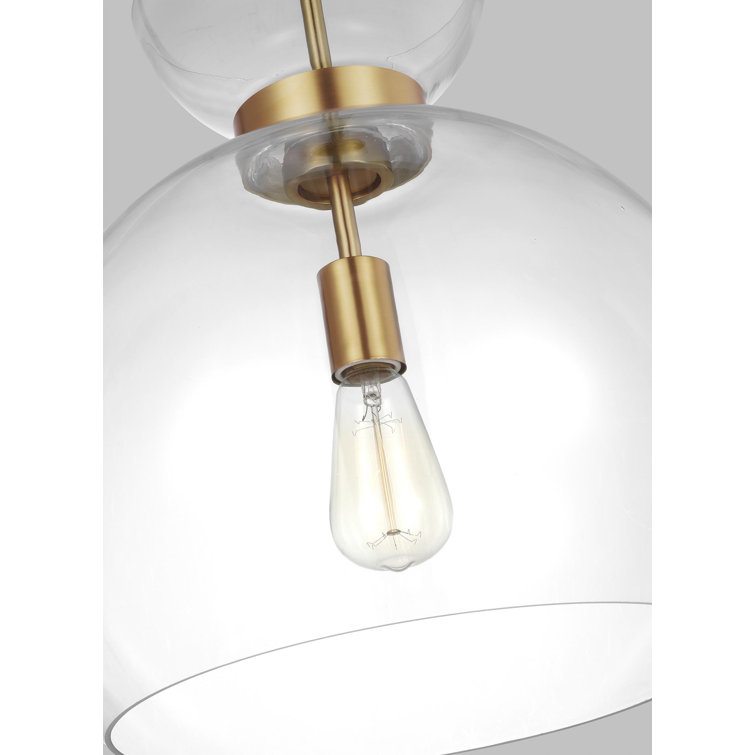 Londyn 28" Clear Glass and Brass Pendant Light