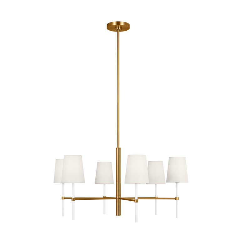 Burnished Brass 6-Light Cylinder Chandelier with Glass Shades
