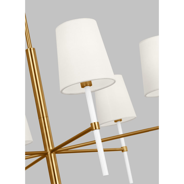 Burnished Brass 6-Light Cylinder Chandelier with Glass Shades