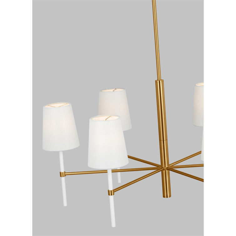 Burnished Brass 6-Light Cylinder Chandelier with Glass Shades