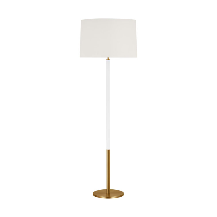 Monroe 62" Burnished Brass LED Floor Lamp with White Shade