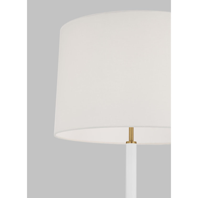 Monroe 62" Burnished Brass LED Floor Lamp with White Shade