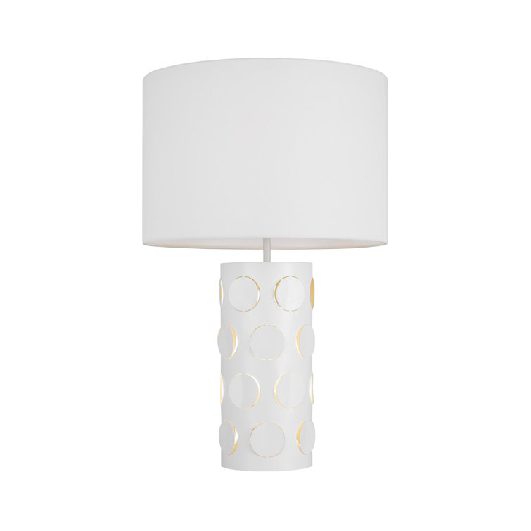 Dottie Matte White LED Table Lamp with Linen Shade
