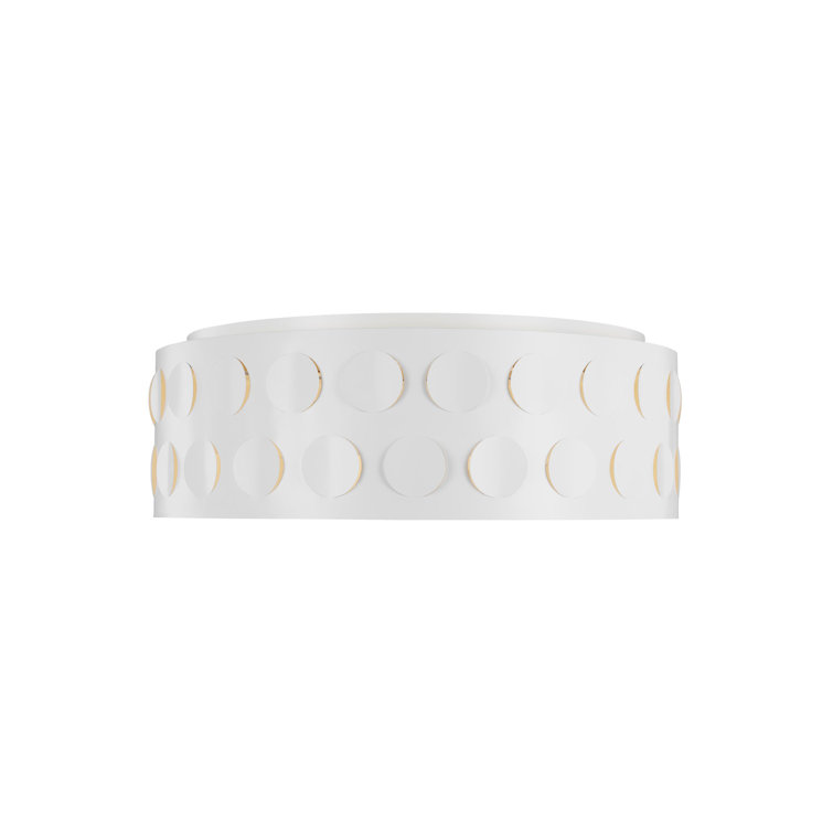Dottie Polished Nickel 27" Indoor/Outdoor Drum Flush Mount in Matte White