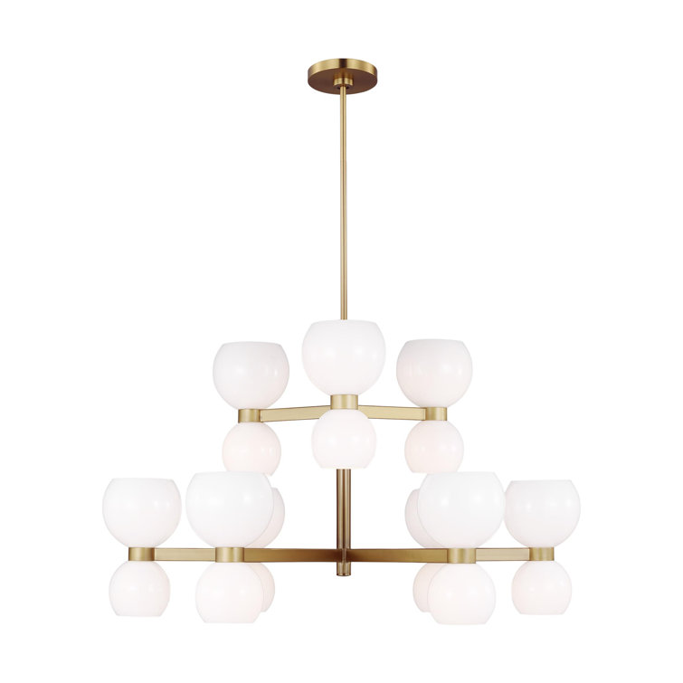 Londyn 18-Light Burnished Brass Chandelier with Milk White Glass