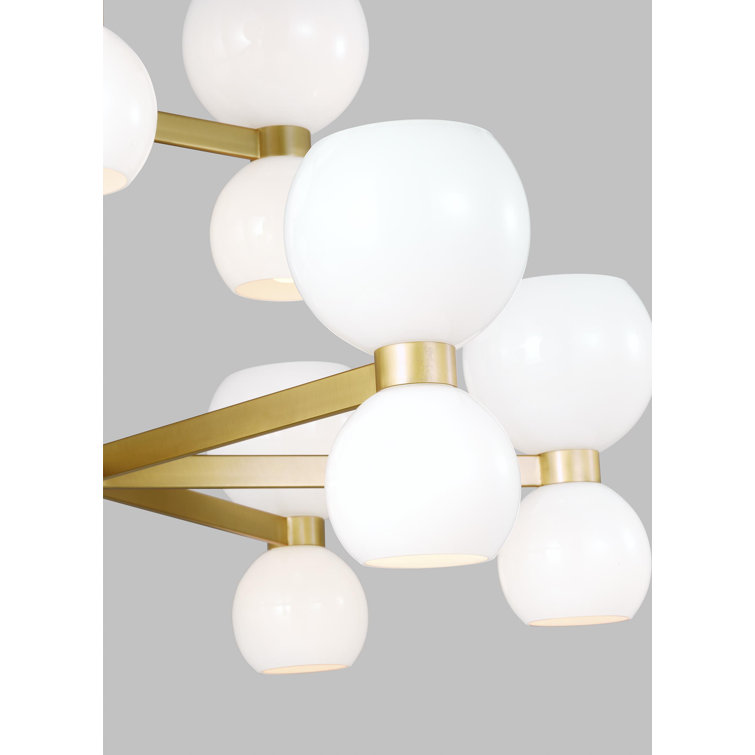 Londyn 18-Light Burnished Brass Chandelier with Milk White Glass