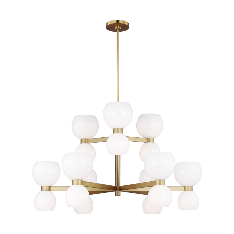 Londyn 18-Light Burnished Brass Chandelier with Milk White Glass