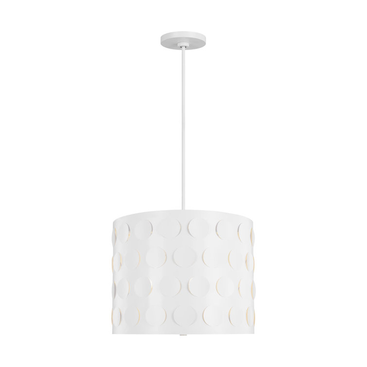 Large Matte White Glass Drum Pendant Light