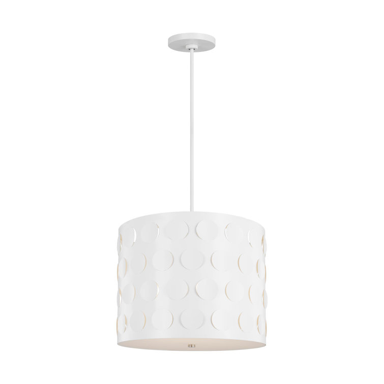 Large Matte White Glass Drum Pendant Light
